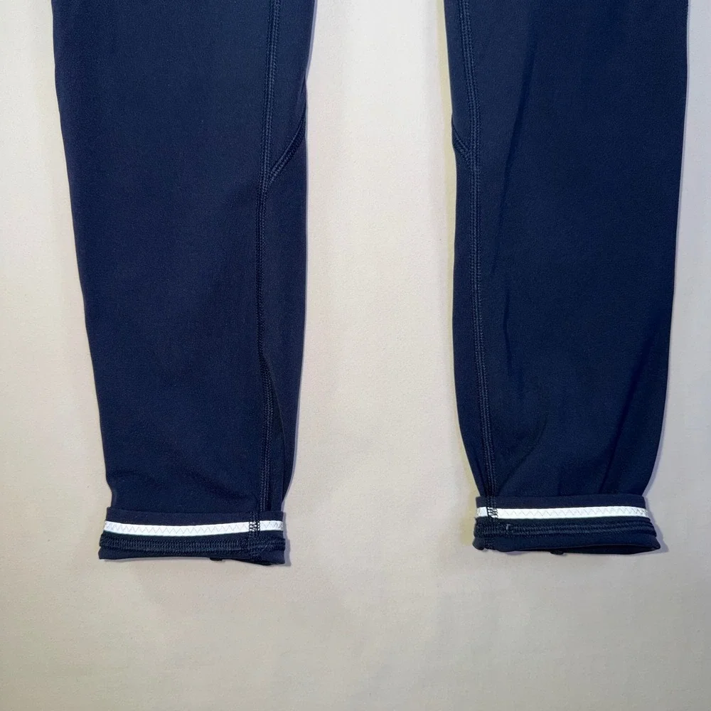 Lululemon Speed Up High Rise Crop 21 Navy Blue Running Leggings Pockets Size 2‎